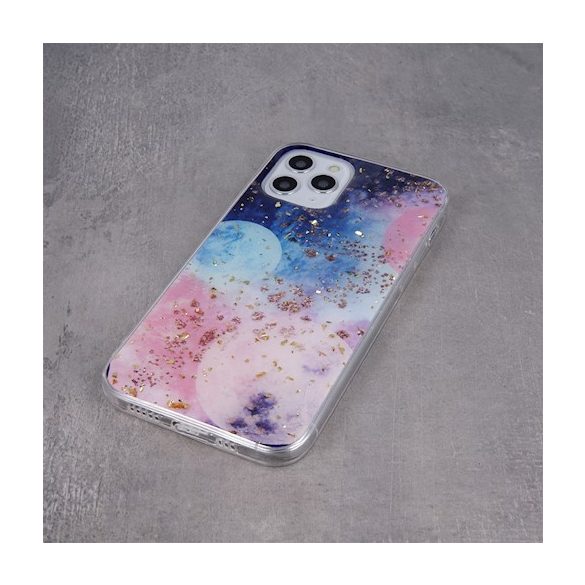 Samsung Galaxy S23 hátlap tok, TPU tok, SM-S911, Gold Glam Galactic