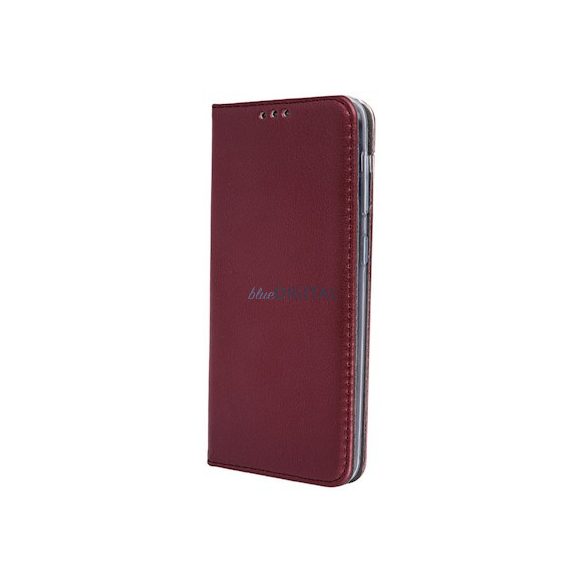 Samsung Galaxy S21 FE telefon tok, könyvtok, notesz tok, oldalra nyíló tok, mágnesesen záródó, SM-S990, bordó, Smart Magnetic