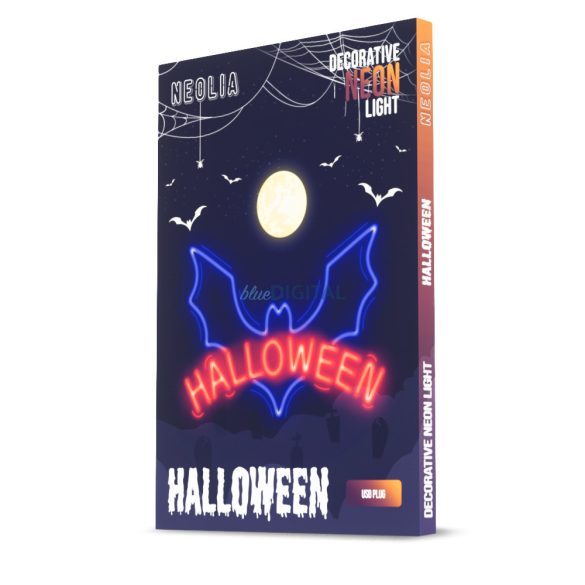 Neon plexi LED lámpa, Halloween, falra akasztható, kék-piros, Neolia NNE17