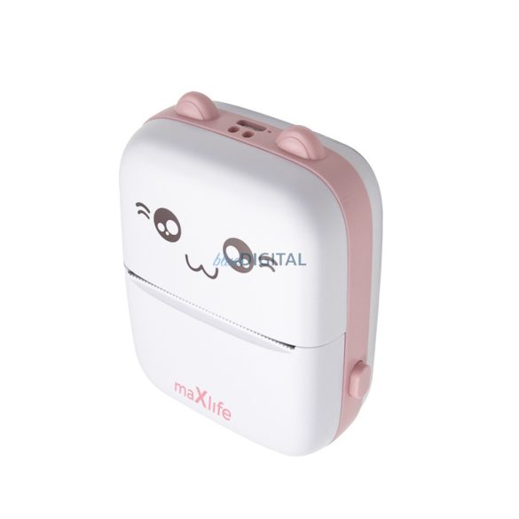 Maxlife hordozható hőnyomtató, bluetooth nyomtató, rózsaszín, MXTP-100