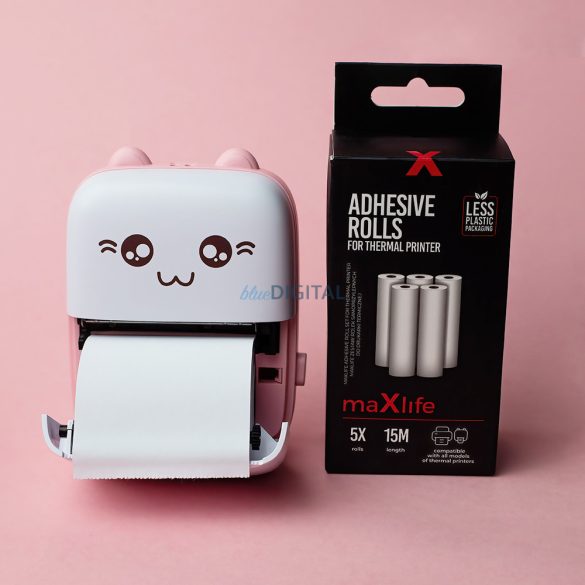 Maxlife hordozható hőnyomtató, bluetooth nyomtató, rózsaszín, MXTP-100