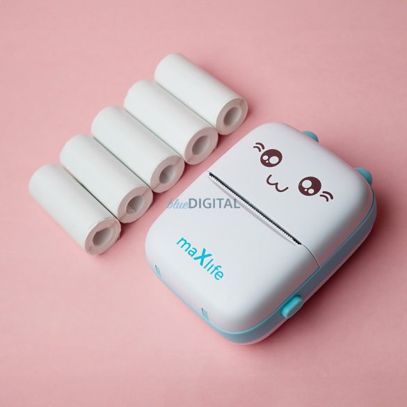 Maxlife hordozható hőnyomtató, bluetooth nyomtató, kék, MXTP-100