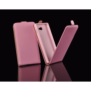 Samsung G900 Galaxy S5 rózsaszín szilikon keretes vékony flip tok