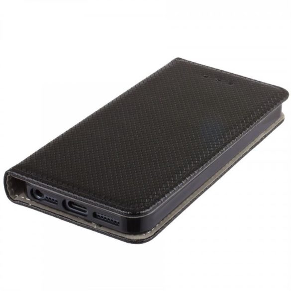 Huawei P8 Lite telefon tok, könyvtok, oldalra nyíló tok, mágnesesen záródó, fekete