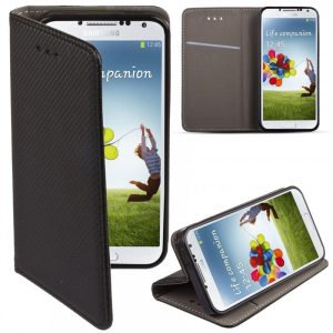 Samsung Galaxy J5 2016 telefon tok, könyvtok, oldalra nyíló tok, mágnesesen záródó, SM-J510, fekete