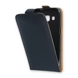   Huawei Y6 II 2016 fekete szilikon keretes vékony műbőr flip tok