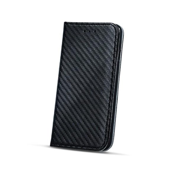 Carbon Lenovo K6 Note fekete mágneses szilikon keretes könyvtok