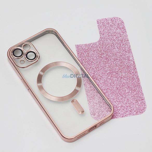 iPhone 15 Plus (6.7") hátlap tok, TPU tok, kamera védelem, csillámos, pink, Glitter Chrome Mag