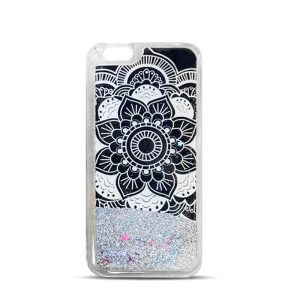 Samsung G930 Galaxy S7 mandala mintás, ezüst folyékony csillámos hátlap tok