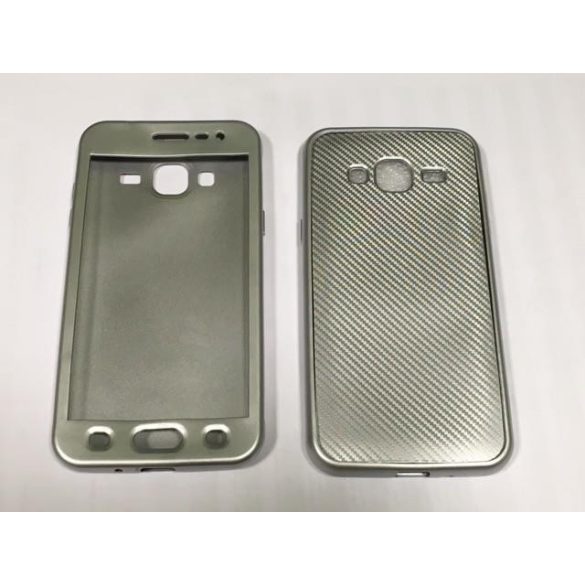 Full Cover Samsung A320 Galaxy A3 2017 ezüst karbon mintás szilikon tok