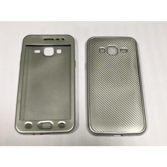 Full Cover Samsung A320 Galaxy A3 2017 ezüst karbon mintás szilikon tok