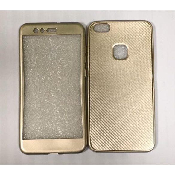 Full Cover Samsung A320 Galaxy A3 2017 arany karbon mintás szilikon tok