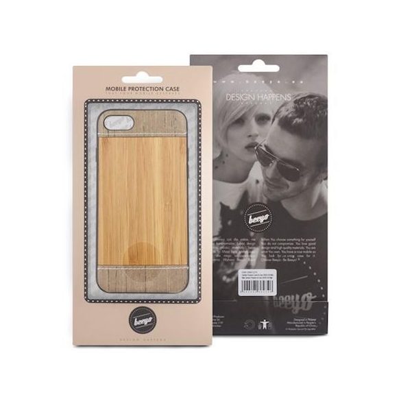 Beeyo Wooden Samsung J330 Galaxy J3 2017 EU fa & bőr hátlap tok