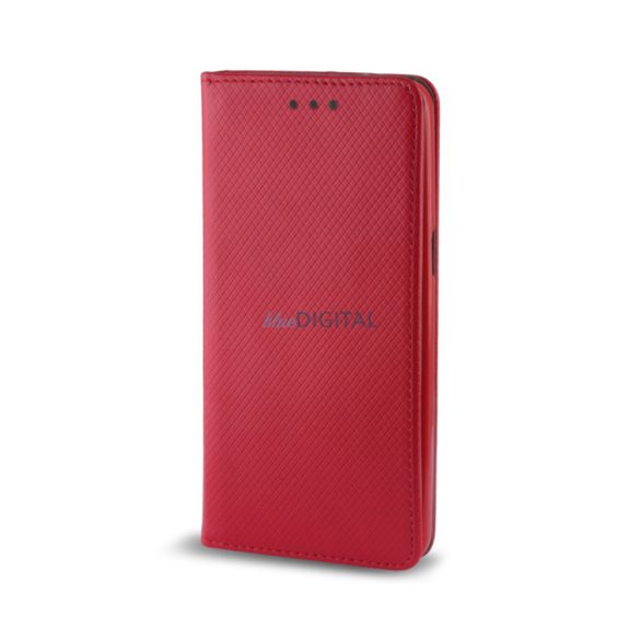 Samsung Galaxy A05 telefon tok, könyvtok, oldalra nyíló tok, mágnesesen záródó, SM-A055, piros