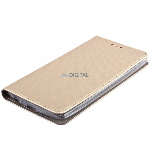 Samsung Galaxy A05s telefon tok, könyvtok, oldalra nyíló tok, mágnesesen záródó, SM-A057, arany