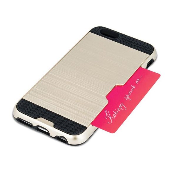 iPhone X / XS (5,8") ütésálló hátlap tok, arany, Defender Card 