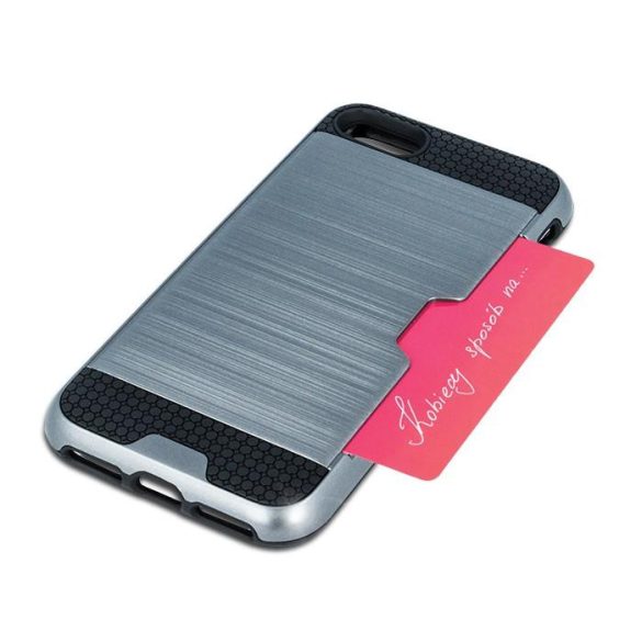iPhone XS Max (6,5") ütésálló hátlap tok, ezüst, Defender Card 