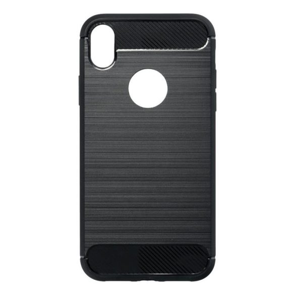 iPhone XR (6,1") szilikon tok, fekete, Carbon fiber