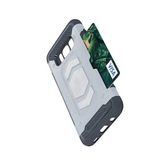 Samsung Galaxy J6 Plus ütésálló hátlap tok, mágneses, ezüst, SM-J610, Defender Magnetic