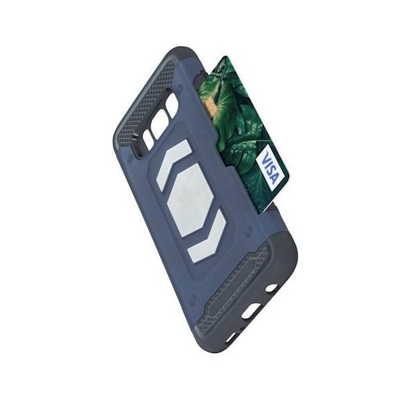 Samsung Galaxy J6 Plus ütésálló hátlap tok, mágneses, sötétkék, SM-J610, Defender Magnetic