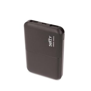Power Bank, 5000mAh, 2x USB / Micro USB / Type-C foglalattal, fekete, Setty SPB-05