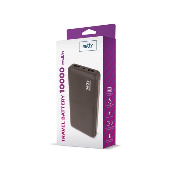 Power Bank, 10000mAh, 2x USB, Setty SPB-10