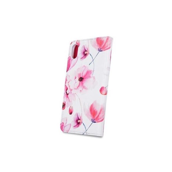 iPhone XS Max (6,5") "Pink Flowers" szilikon keretes könyvtok
