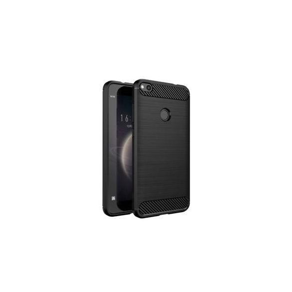 Carbon Fiber Huawei P8 Lite 2017 P9 Lite 2017 fekete szilikon tok (Forcell)