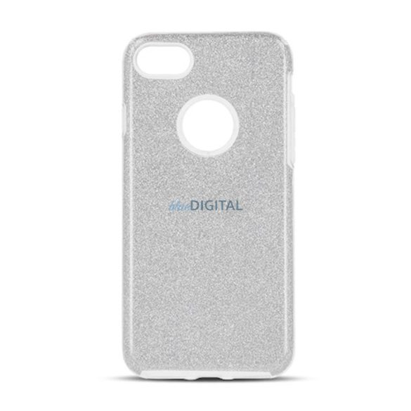 iPhone 11 (6.1") szilikon tok, csillámos, hátlap tok, ezüst, Glitter