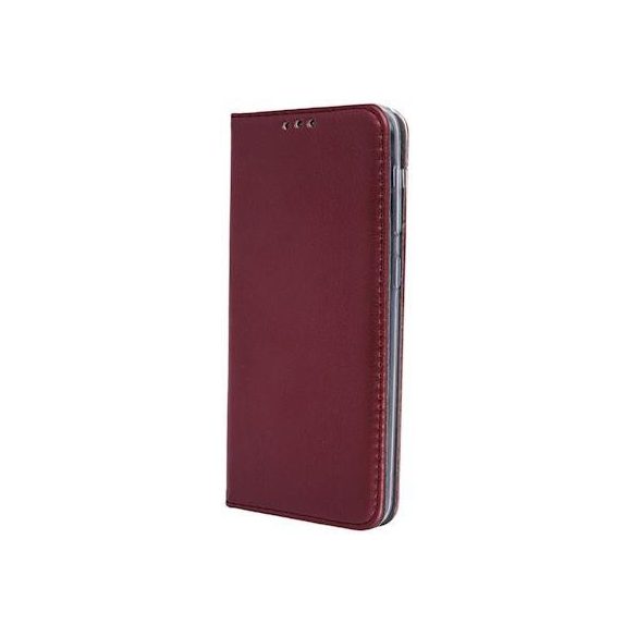 Samsung Galaxy S20 Ultra 5G telefon tok, könyvtok, notesz tok, oldalra nyíló tok, mágnesesen záródó, SM-G988, bordó, Smart Magnetic