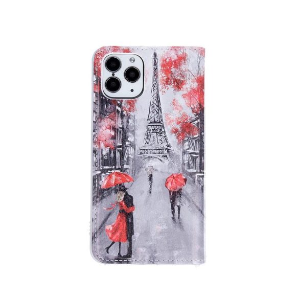 iPhone 11 Pro Max (6,5") telefon tok, könyvtok, oldalra nyíló tok, mágnesesen záródó, "Lovers in Paris" mintás, Smart Trendy