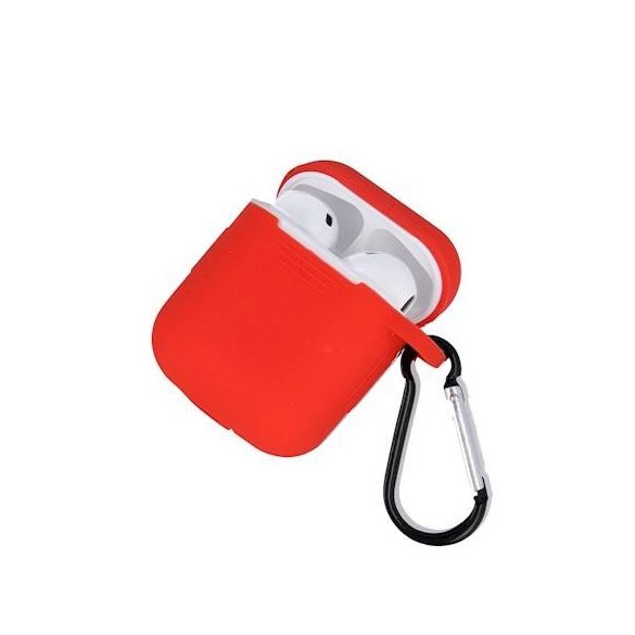 Airpods / AirPods2 piros szilikon tok akasztóval