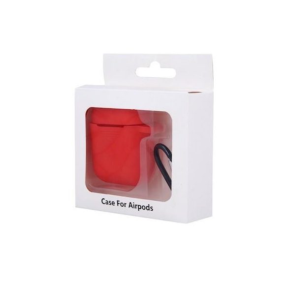 Airpods / AirPods2 piros szilikon tok akasztóval