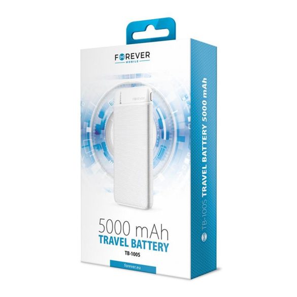 Power bank 1XUSB / Type-C / Micro USB foglalattal, 5000mAh, fehér, Forever TB-100S