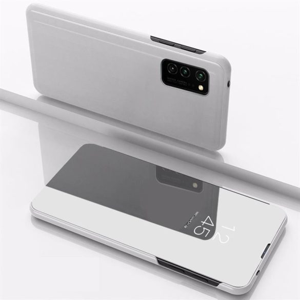 Smart Clear View Samsung G770 Galaxy S10 Lite / A91 ezüst okos könyvtok