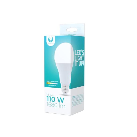 LED izzó E27 / A65, 18W, 3000K, 1680lm, meleg fehér fény, Forever Light