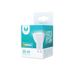 LED izzó GU10, 3W, 4500K, 245lm, semleges fehér fény, Forever Light