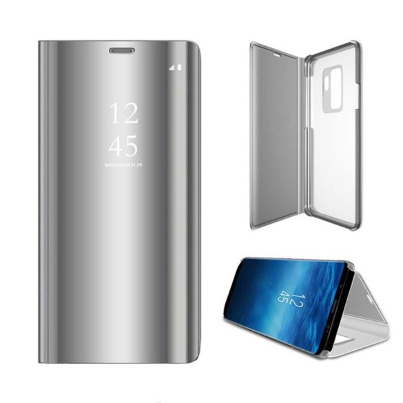 Smart Clear View Samsung G980 Galaxy S20 4G / S20 5G ezüst okos könyvtok