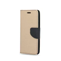   Huawei P40 telefon tok, könyvtok, oldalra nyíló tok, mágnesesen záródó, arany-fekete, Fancy