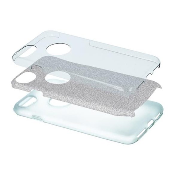 Samsung Galaxy A20e szilikon tok, csillámos, hátlap tok, ezüst, SM-A202, Glitter