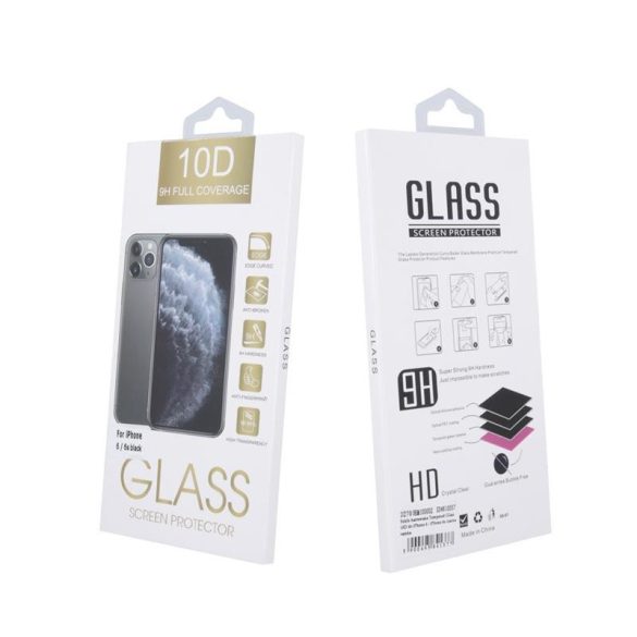 Full coverage Huawei Y5P fekete hajlított 10D előlapi üvegfólia
