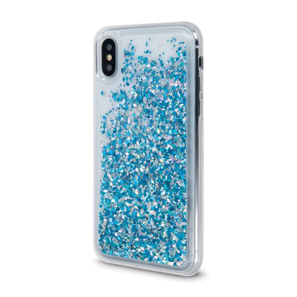 iPhone 7 / 8 / SE2 / SE3 (4,7") folyékony csillámos szilikon tok, hátlap tok, kék, Liquid Sparkle