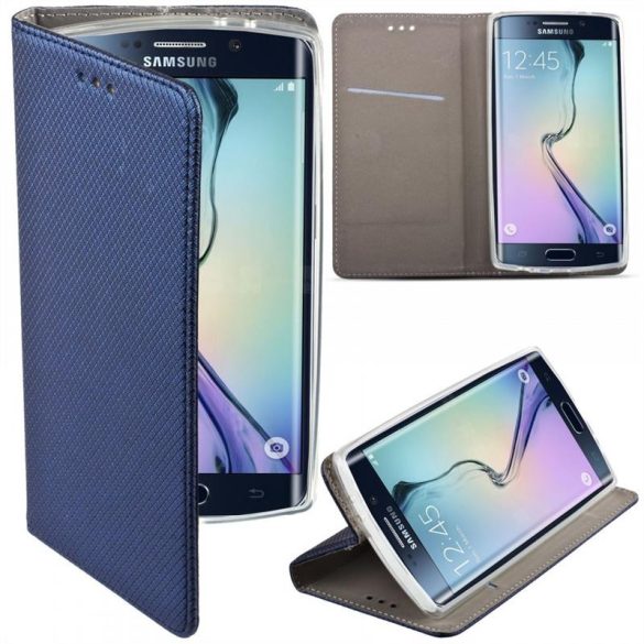 Samsung Galaxy A32 telefon tok, könyvtok, oldalra nyíló tok, mágnesesen záródó, SM-A326, sötétkék