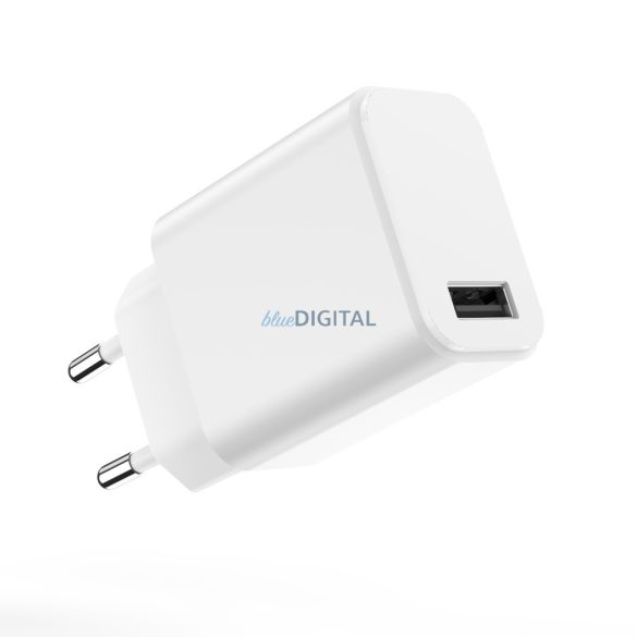 Hálózati töltőfej, 1xUSB, 3A / 15W, fehér, Setty