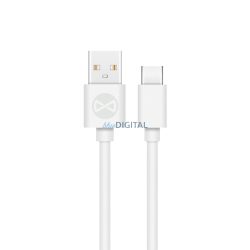 Type-C gyorstöltő adatkábel, 3A, 1M, fehér, Forever