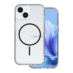   iPhone 13 Pro Max (6.7") szilikon tok, átlátszó, 1,5mm, fekete, Anti Shock Thin Mag