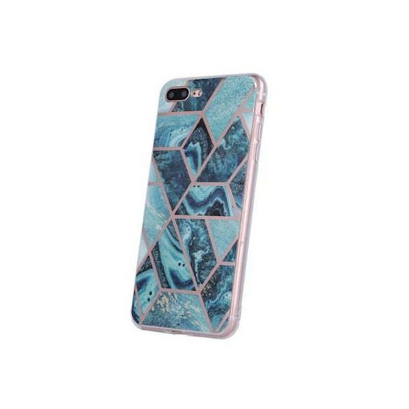 Samsung Galaxy A02s hátlap tok, TPU tok, márvány mintás, kék, SM-A025, Geometric Marmur