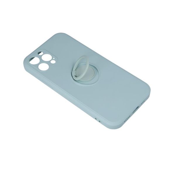 Samsung Galaxy A52 4G/5G / A52s gyűrűs hátlap tok, szilikon tok, velúr belső, zöld, SM-A525, SM-A526, SM-A528, Finger Grip