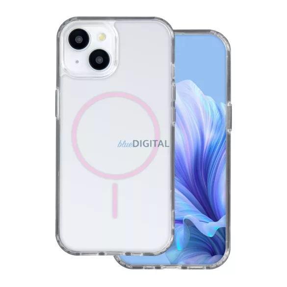 iPhone 15 Pro (6.3") szilikon tok, átlátszó, 1,5mm, rózsaszín, Anti Shock Thin Mag