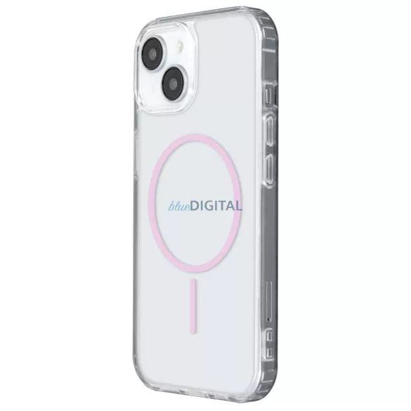 iPhone 15 Pro (6.3") szilikon tok, átlátszó, 1,5mm, rózsaszín, Anti Shock Thin Mag